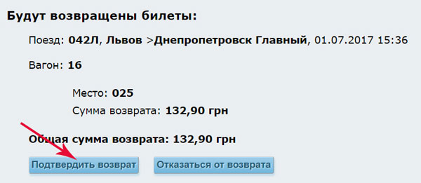 Вернуть жд билет онлайн
